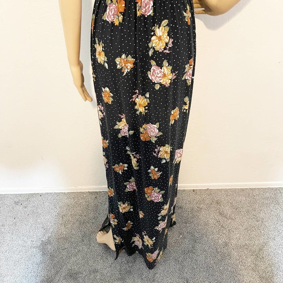 Free People Black Polka Dot Floral Maxi Dress Sz S Boho Festival Summer - Picture 10 of 10